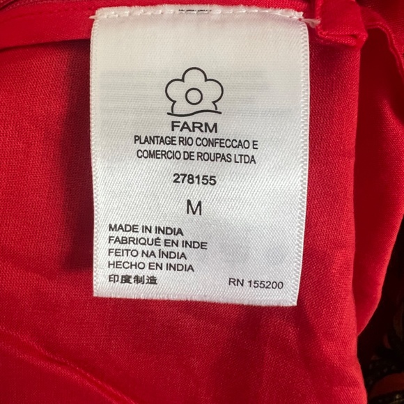 NWT Farm Rio x Anthropologie Lined Blouse Size M Red V Neck Tie Beaded Tassels - Picture 9 of 12